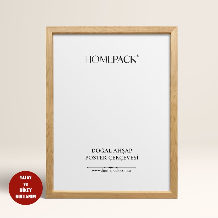 Doğal Ahşap Çerçeveli Poster Çerçevesi, Önü Korumalı Boş Çerçeve-AHŞAP