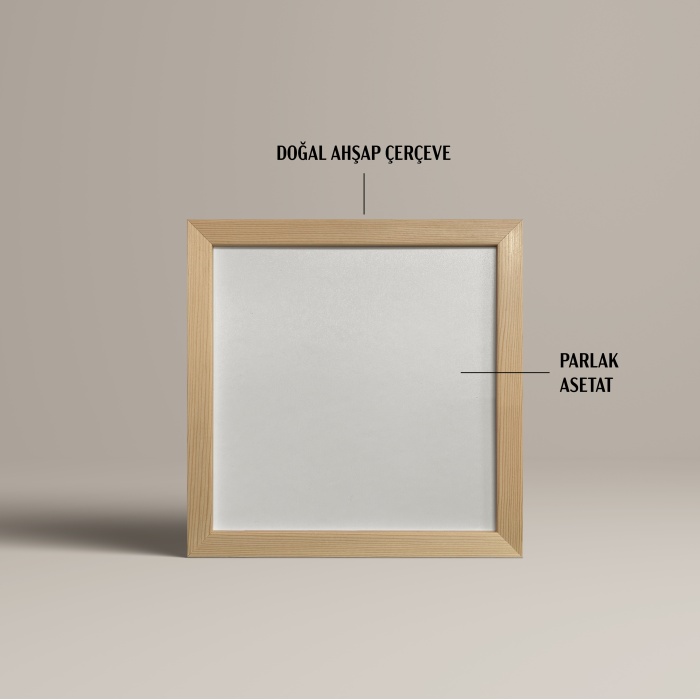 MASAÜSTÜ KARE Doğal Ahşap Çerçeveli Fotoğraf Çerçevesi, Önü Korumalı Boş Anı Çerçevesi -AHŞAP