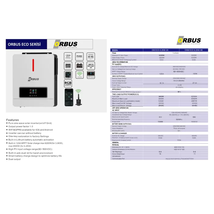 Orbus 4kw 24V Mppt Akıllı inverter