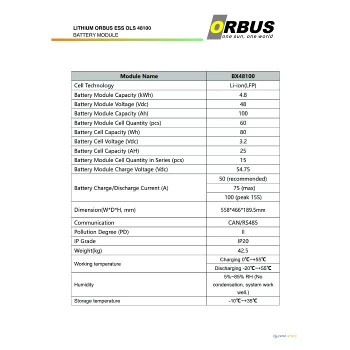 Orbus 48 Volt 100ah Amper Lityum Akü