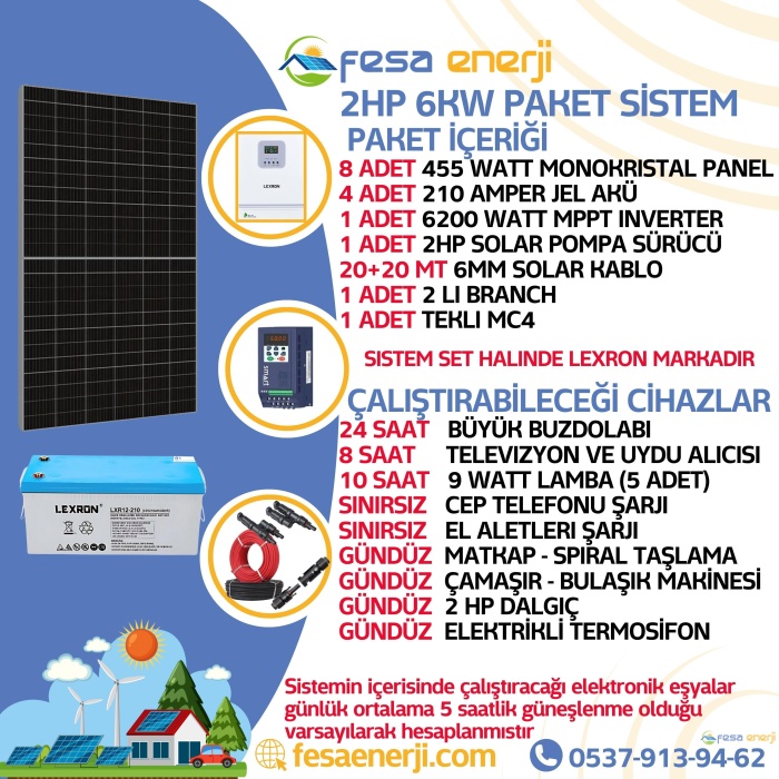 Bağ Evi Paketi Ortak Sistem 2 Hp 6 Kva