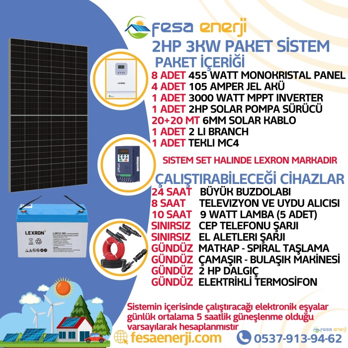 Bağ Evi Paketi Ortak Sistem 2 Hp 3kva