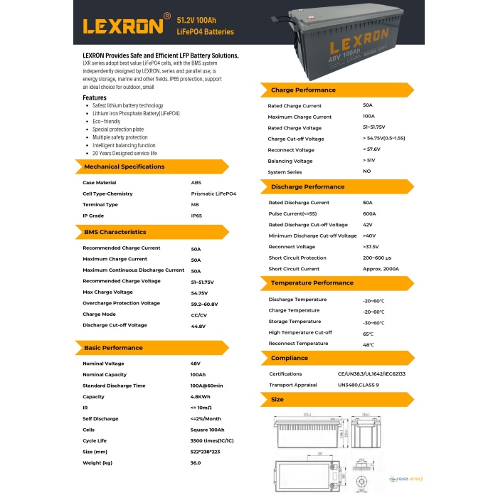 Lexron 100ah 48v Lityum Akü