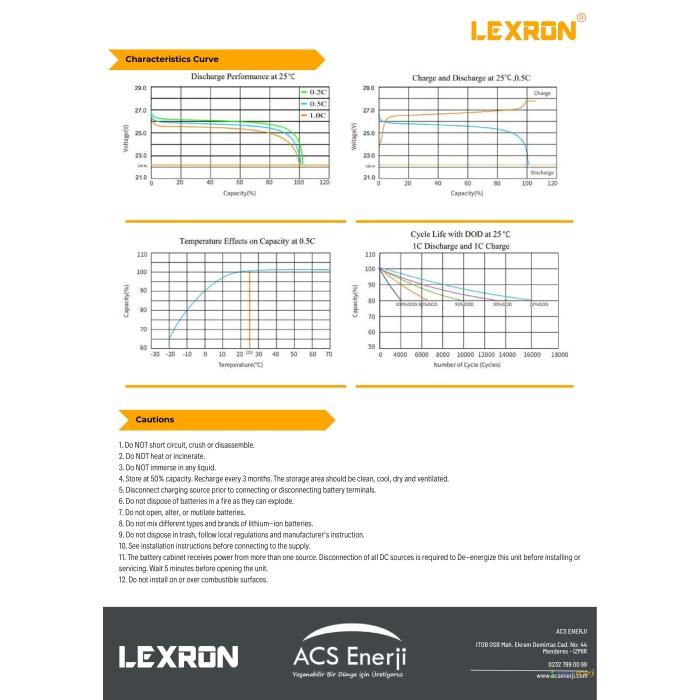 Lexron 100ah 25,6v Lityum Akü
