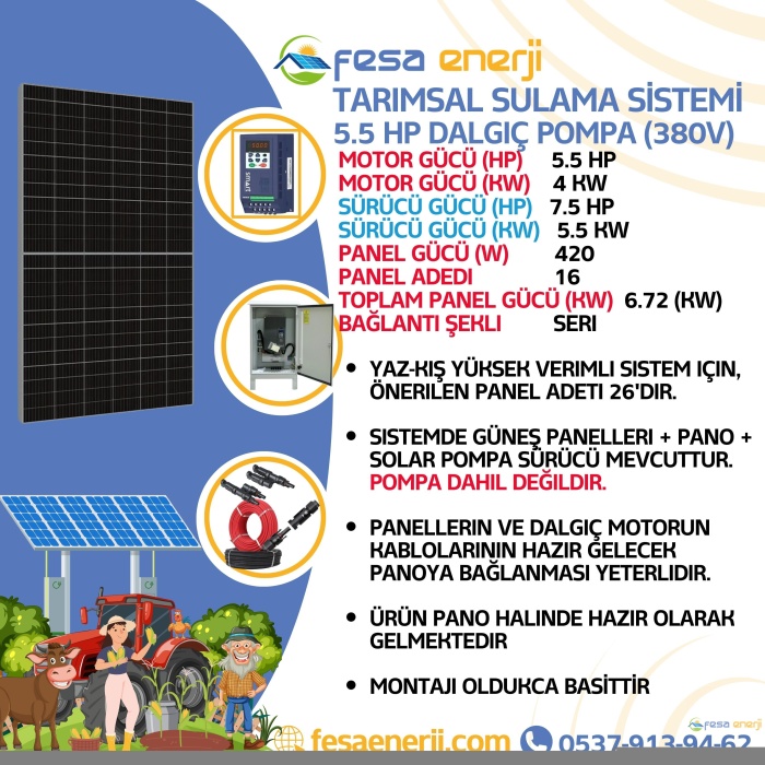 5,5hp Dalgıç Pompa - Tarımsal Sulama Sistemi