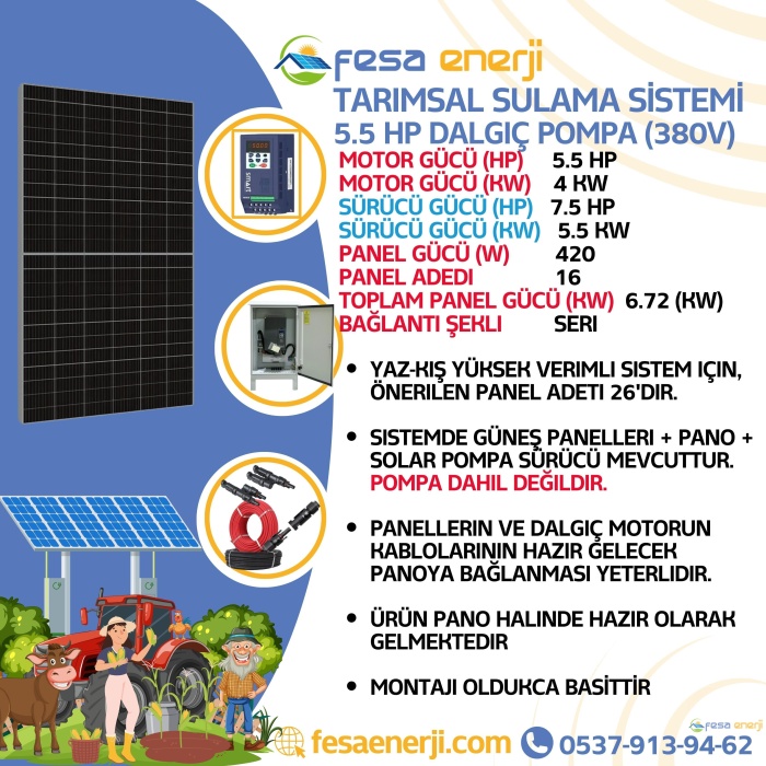 5,5hp Dalgıç Pompa - Tarımsal Sulama Sistemi