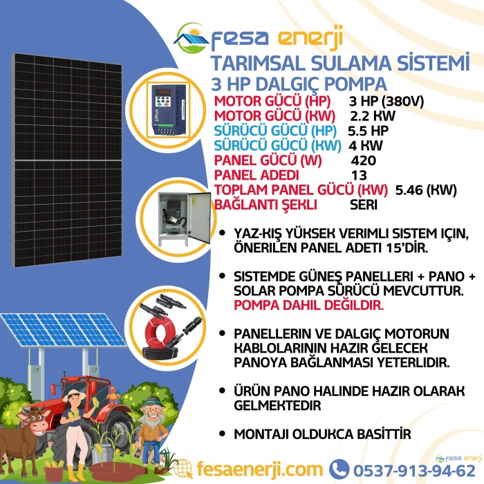 3hp Dalgıç Pompa - Tarımsal Sulama Sistemi