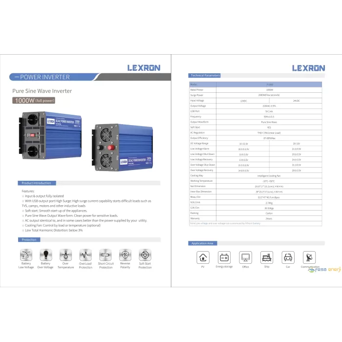 Lexron 1000w-12v Tam Sinüs İnverter