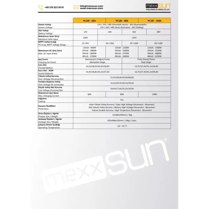 Mexxsun 80A Mppt Şarj Kontrol Cihazı