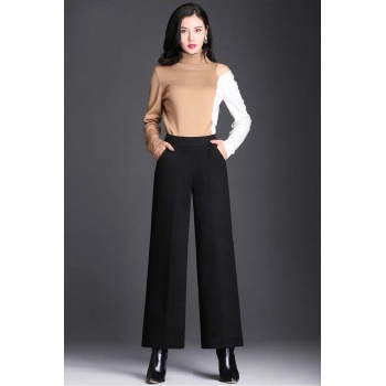 Kadın Siyah Geniş Paça Vintage Palazzo Pantolon – Modern ve Şık Tasarım