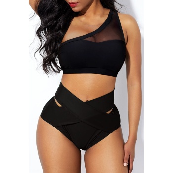 Kadın Siyah Yüksel Bel Tül Detaylı Sütyen Külot Takımı – Modern, Konforlu ve Günlük Kombinlere Uygun