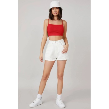 Kadın Kırmızı Ip Askılı Crop Top Büstiyer – Modern ve Şık Tasarım