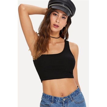 Kadın Siyah Tek Omuz Crop Büstiyer – Modern ve Şık Tasarım