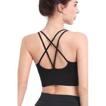 Kadın Siyah Çarpraz İpli Spor Büstiyer – Modern ve Şık Tasarım