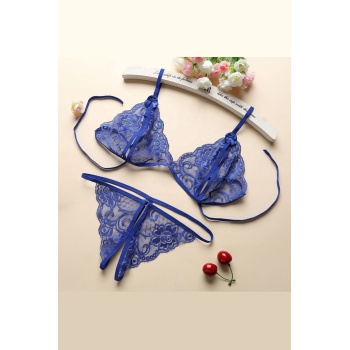 Kadın Mavi Dantelli Sütyen Külot Takımı – Modern, Konforlu ve Günlük Kombinlere Uygun