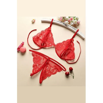 Kadın Kırmızı Dantelli Sütyen Külot Takımı – Modern, Konforlu ve Günlük Kombinlere Uygun