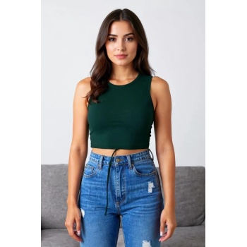 Kadın Yeşil Çapraz Bağlamalı Crop Top Büstiyer – Modern ve Şık Tasarım