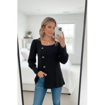 Kadın Uzun Kollu Düğmeli Mevsimlik Bluz – Yumuşak Dokulu, Esnek ve Sıcak Tutan Kumaş