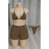 Kadın 3lü Set Leopar Desenli Şortlu ve Yandan Bağlamalı Bikini Mayo Takımı – Modern, Konforlu ve Günlük Kombinlere Uygun