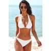 Kadın Beyaz Belden, Boyundan Bağlamalı ve Ayarlanabilir Külotlu Üçgen Bikini Mayo Takımı – Modern, Konforlu ve Günlük Kombinlere Uygun