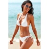 Kadın Beyaz Belden, Boyundan Bağlamalı ve Ayarlanabilir Külotlu Üçgen Bikini Mayo Takımı – Modern, Konforlu ve Günlük Kombinlere Uygun
