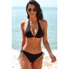 Kadın Siyah Belden, Boyundan Bağlamalı ve Ayarlanabilir Külotlu Üçgen Bikini Mayo Takımı – Modern, Konforlu ve Günlük Kombinlere Uygun