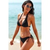 Kadın Siyah Belden, Boyundan Bağlamalı ve Ayarlanabilir Külotlu Üçgen Bikini Mayo Takımı – Modern, Konforlu ve Günlük Kombinlere Uygun