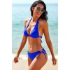 Kadın Mavi Belden, Boyundan Bağlamalı ve Ayarlanabilir Külotlu Üçgen Bikini Mayo Takımı – Modern, Konforlu ve Günlük Kombinlere Uygun