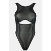 Kadın Siyah Cut-Out Detaylı Transparan Çizgili Gecelik – Modern ve Şık Tasarım