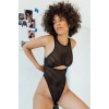 Kadın Siyah Cut-Out Detaylı Transparan Çizgili Gecelik – Modern ve Şık Tasarım