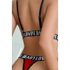 Kadın Kırmızı Love Yazı Detaylı Harness İç Çamaşır Takımı