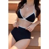 Kadın Siyah Beyaz Kaşkorse Yüksek Bel Bikini Takımı – Modern, Konforlu ve Günlük Kombinlere Uygun