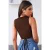 Kadın Kahverengi Çapraz Bağlamalı Crop Top Büstiyer