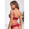 Kadın Bordo Dantelli Harness Sütyen Külot Takım – Modern, Konforlu ve Günlük Kombinlere Uygun