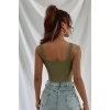 Kadın Haki Yeşili Kalın Askılı Crop Top Büstiyer – Modern ve Şık Tasarım