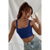 Kadın Lacivert Kalın Askılı Crop Top Büstiyer – Modern ve Şık Tasarım