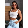 Kadın Beyaz Kalın Askılı Crop Top Büstiyer – Modern ve Şık Tasarım