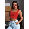 Kadın Kırmızı Kalın Askılı Crop Top Büstiyer – Modern ve Şık Tasarım
