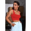 Kadın Kırmızı Kalın Askılı Crop Top Büstiyer – Modern ve Şık Tasarım