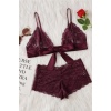 Kadın Bordo Dantelli & Kurdelalı Sütyen Külot Takımı – Modern, Konforlu ve Günlük Kombinlere Uygun
