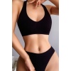 Kadın Siyah Seamless Tanga Sütyen Takım – Modern, Konforlu ve Günlük Kombinlere Uygun