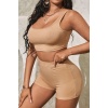 Kadın Krem Rengi Şortlu Crop Top Gecelik Takım – Modern, Konforlu ve Günlük Kombinlere Uygun