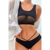 Kadın Siyah Çapraz Ip Detaylı Şık Bikini Takımı – Modern, Konforlu