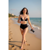 Kadın Siyah Beyaz Kaşkorse Yüksek Bel Bikini Takımı – Modern, Konforlu ve Günlük Kombinlere Uygun