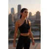Kadın Siyah Tek Omuz Cut Out Detaylı Crop Top Bluz