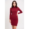Kadın Bordo Kaşkorse Balıkçı Yaka Uzun Kollu Bodycon Mini Elbise