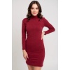 Kadın Bordo Kaşkorse Balıkçı Yaka Uzun Kollu Bodycon Mini Elbise