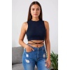 Kadın Lacivert Çapraz Bağlamalı Crop Top Büstiyer