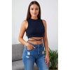 Kadın Lacivert Çapraz Bağlamalı Crop Top Büstiyer