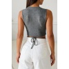 Kadın Gri Çapraz Bağlamalı Crop Top Büstiyer